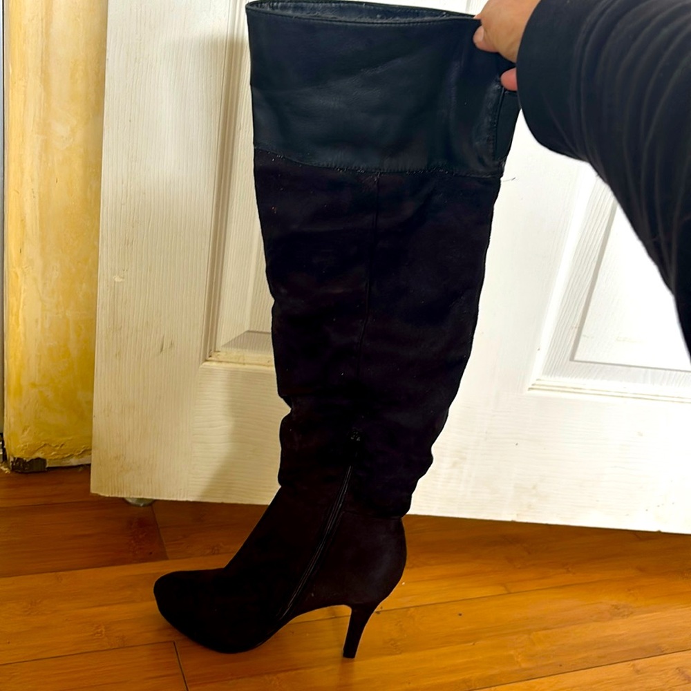 Black knee high stiletto boots size 38